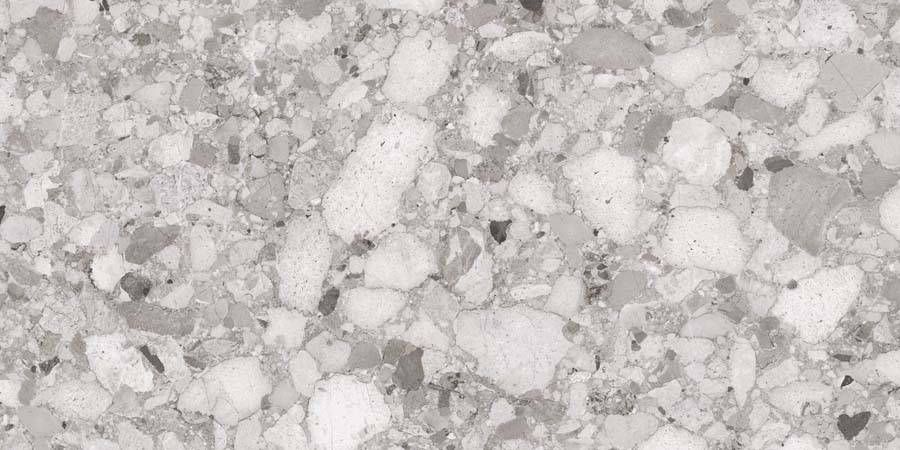 Fliese Terrazzo-Steinoptik grau matt 60x120 cm "Venistone Grey" rektifiziert