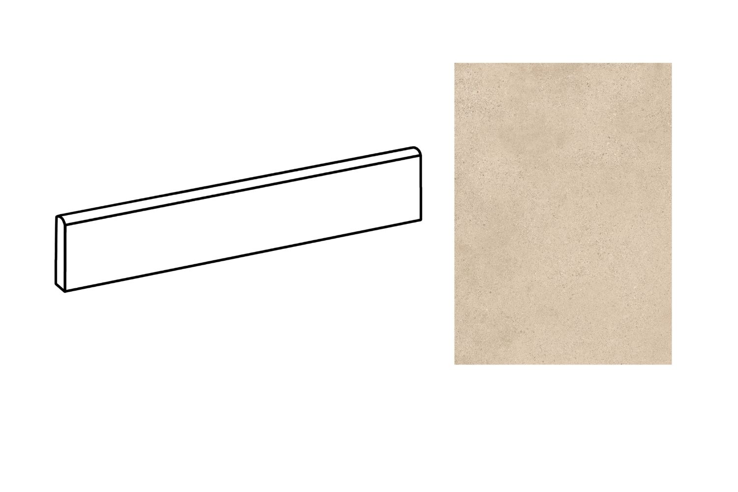Fliesensockel warme Zementoptik beige 7,3x60 cm "Logico Sand" Betonoptik
