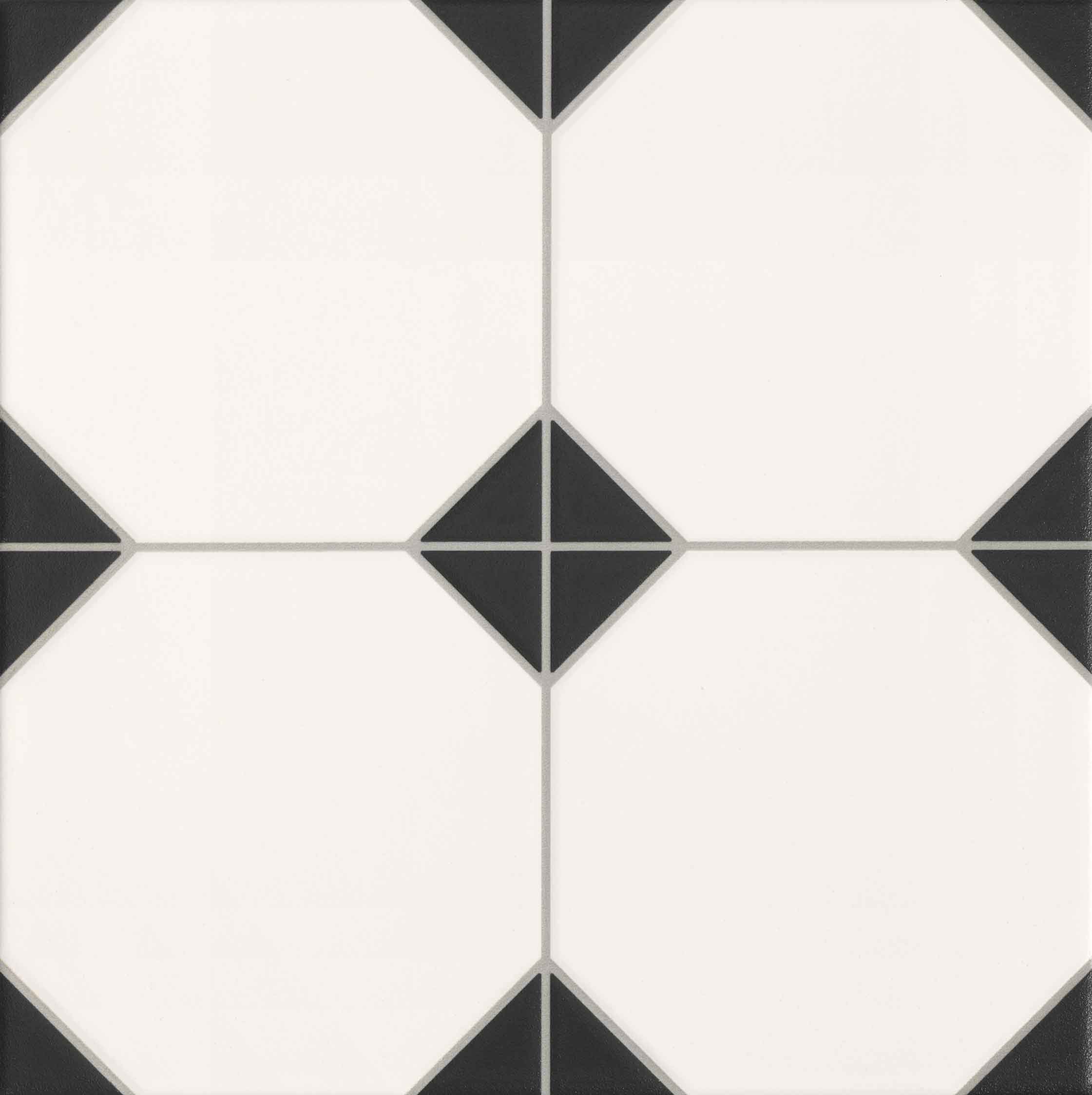Patchwork-Fliese weiß-schwarz 33,3x33,3 cm "Oxford Negro" Feinsteinzeug rektifiziert