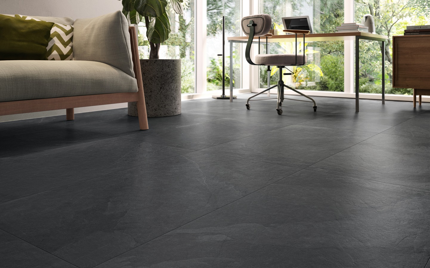 Fliese Steinoptik schwarz Unionstone Mustang Sant Agostino