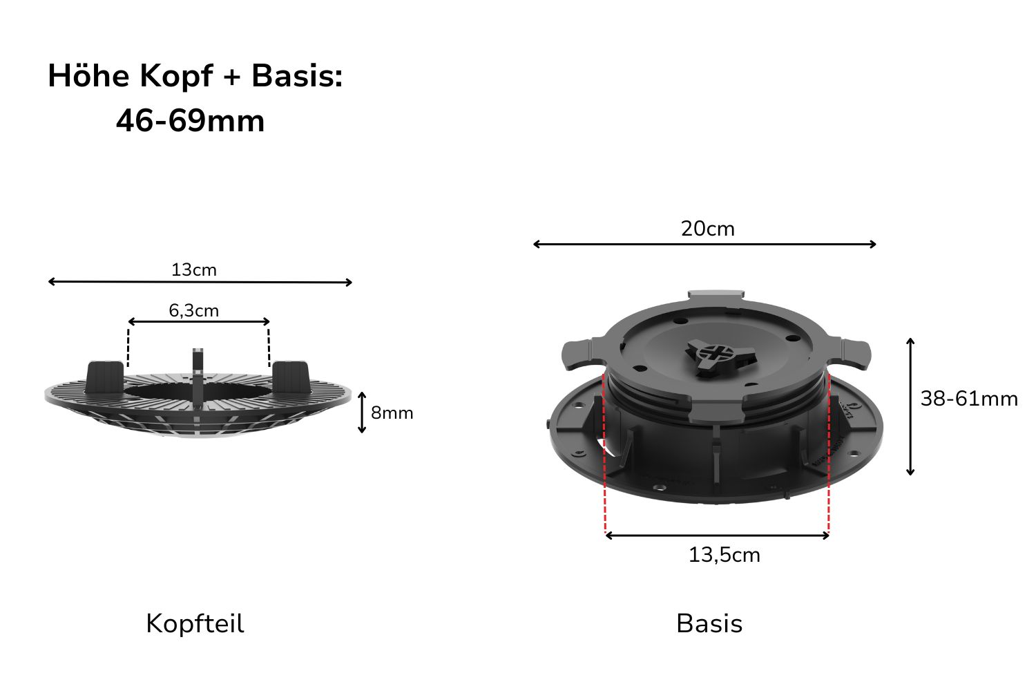 Stelzlager für Terrassenplatten höhenverstellbar & selbstnivellierend mit 4mm Fuge "Easy"