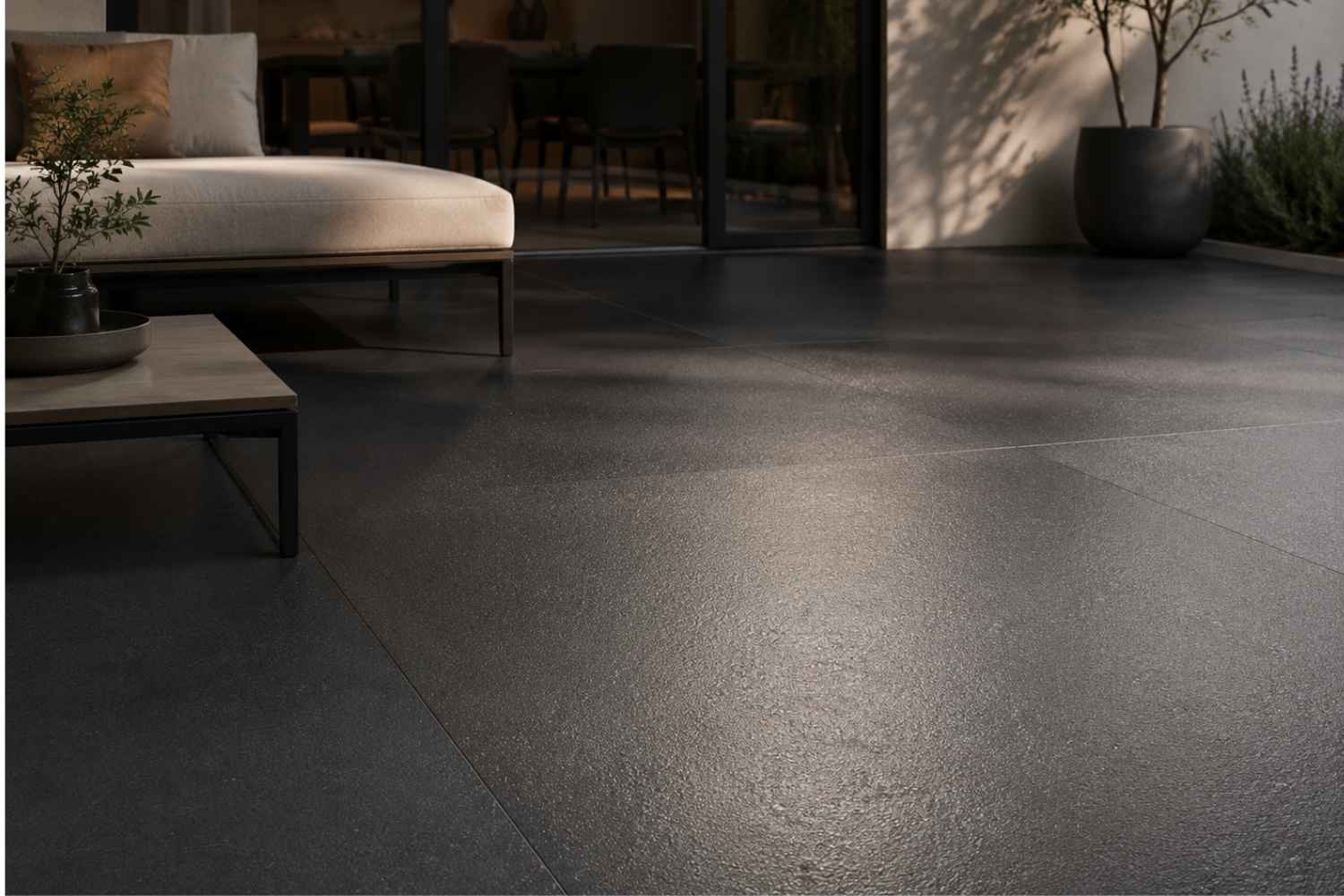 Fliese 120x60 cm schwarz "Black Lappato" anpoliert mit elegantem Seidenglanz Feinsteinzeug rektifiziert