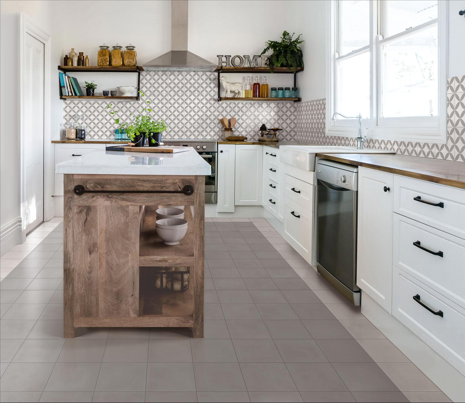 Fliese Zementoptik grau 20x20cm Feinsteinzeug "Contrasti Grigio" Ragno by Marazzi