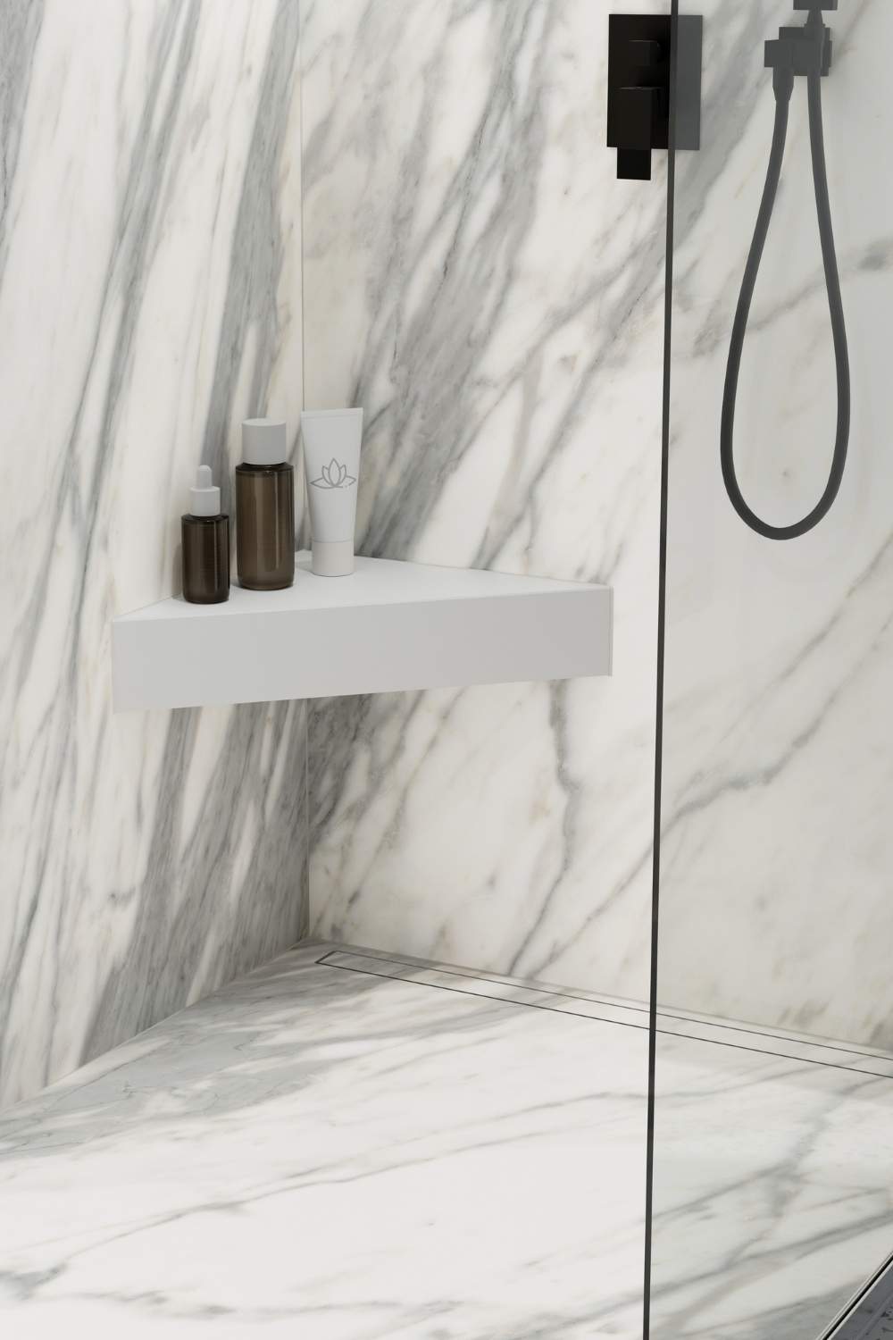 Wedi Sanoasa Top Ecksitz M fugenloser Duschsitz "Pure Weiß" - 60,3x30x10,8 cm  - mit fertiger Oberfläche