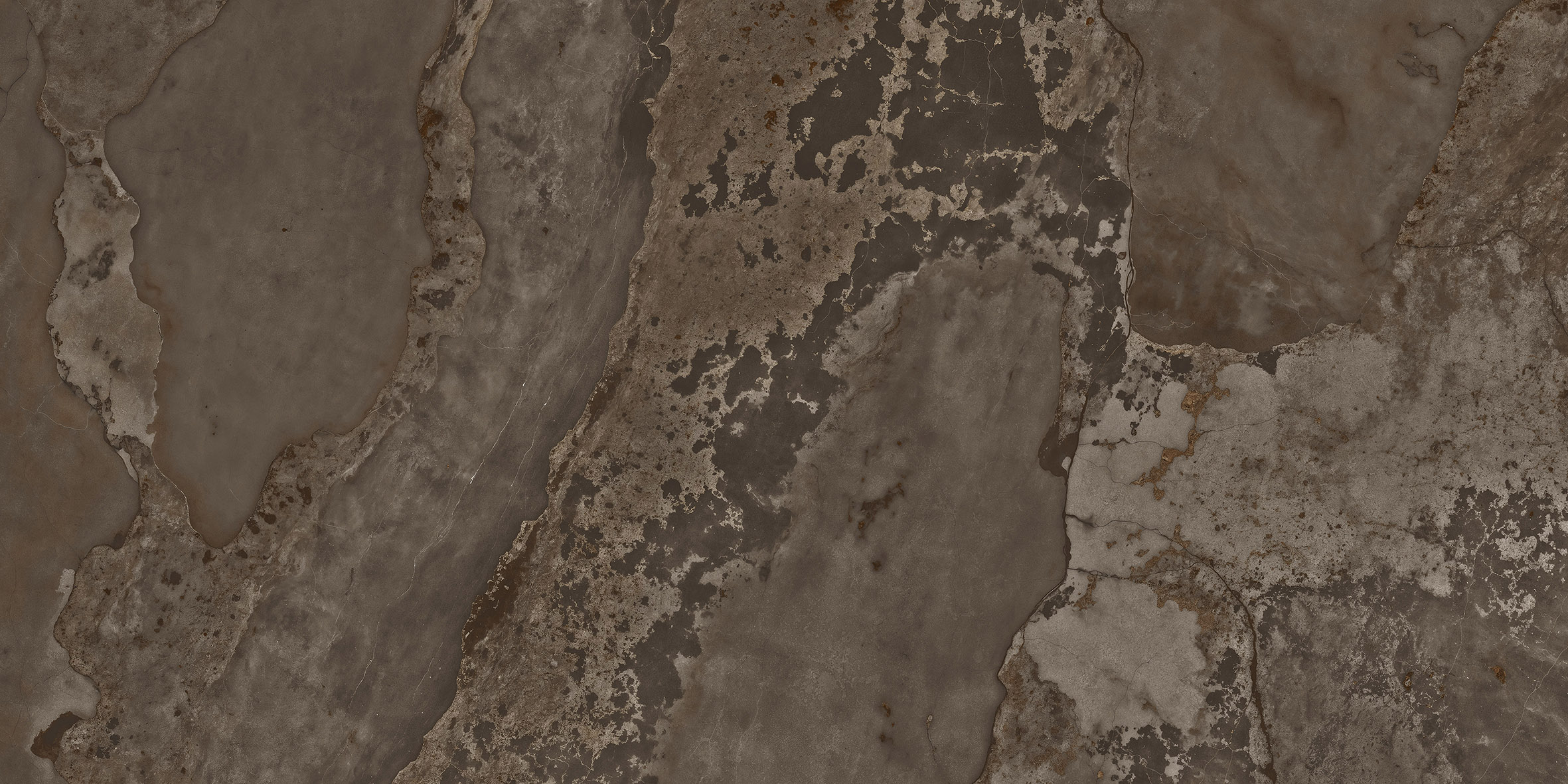 Fliese Metalloptik braun matt 60x120cm "Planet Oxid" Feinsteinzeug rektifiziert - mit fühlbarer 3D-Struktur