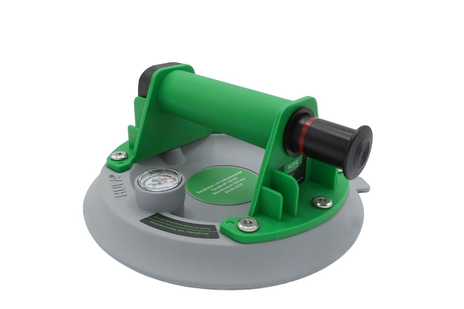 Hufa Vakuum-Saugheber mit Manometer und 200 mm Durchmesser zum sicheren Heben und Transportieren großformatiger Fliesen und Platten