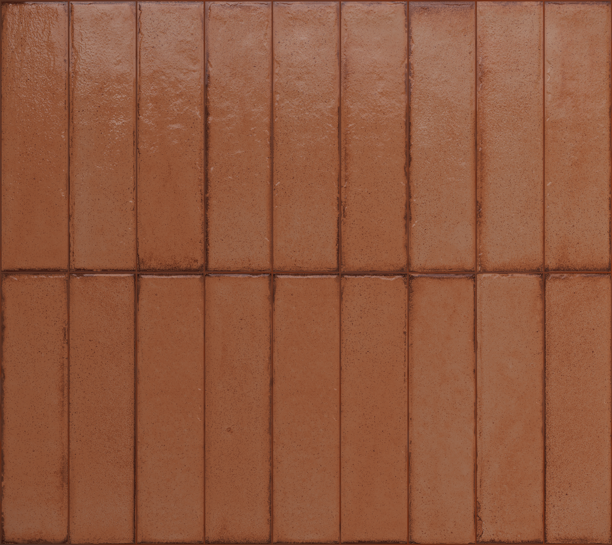 Fliese glasiert unregelmäßige Oberfläche "Tetris Coral" orange glänzend 5x20cm 