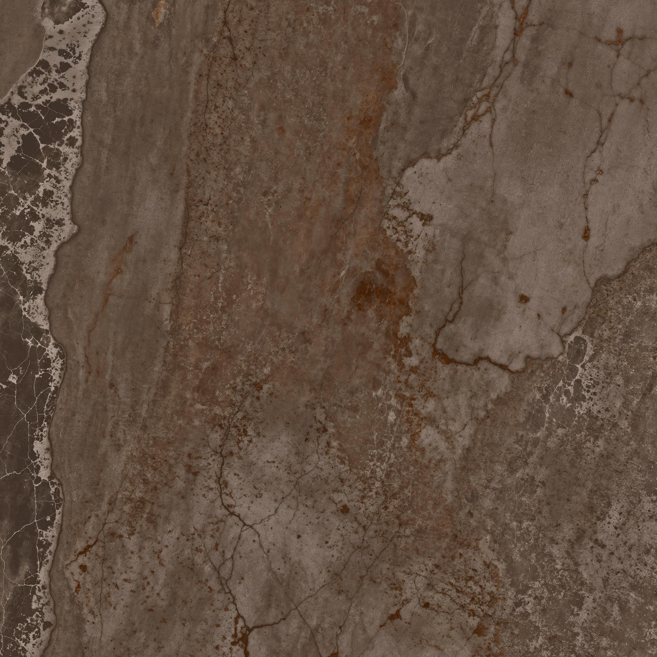 Fliese Metalloptik braun matt 90x90cm "Planet Oxid" Feinsteinzeug rektifiziert - mit fühlbarer 3D-Struktur