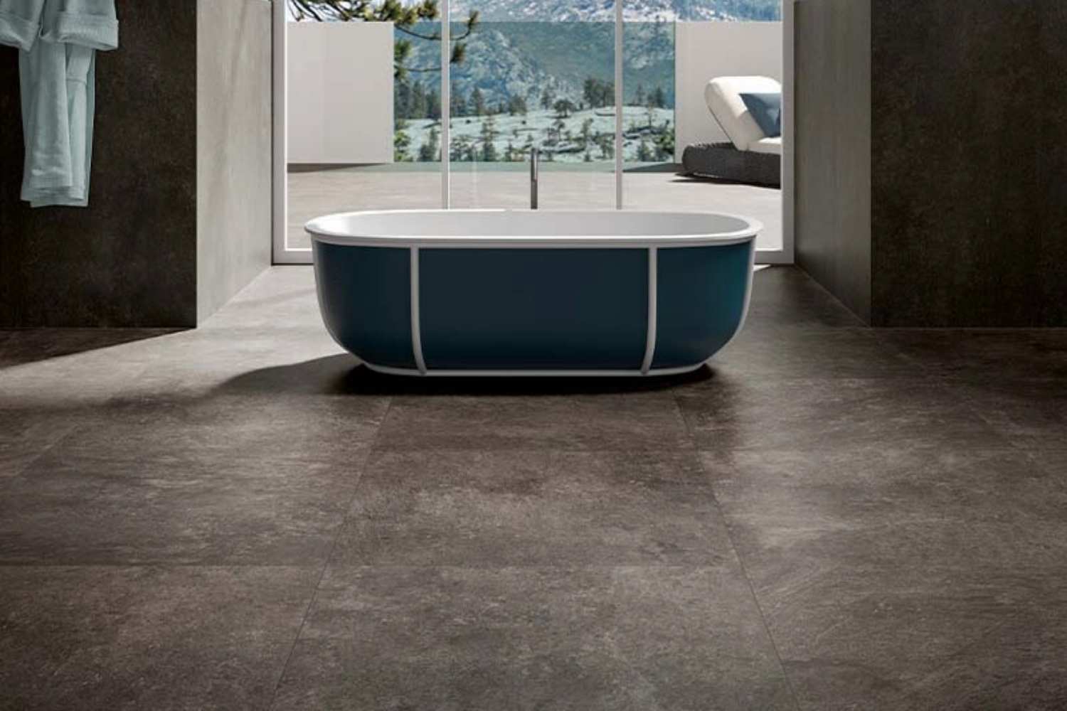 Fliese Steinoptik schwarz 30x60cm "Absolute Stone Black" Naturstein-Optik Feinsteinzeug rektifiziert