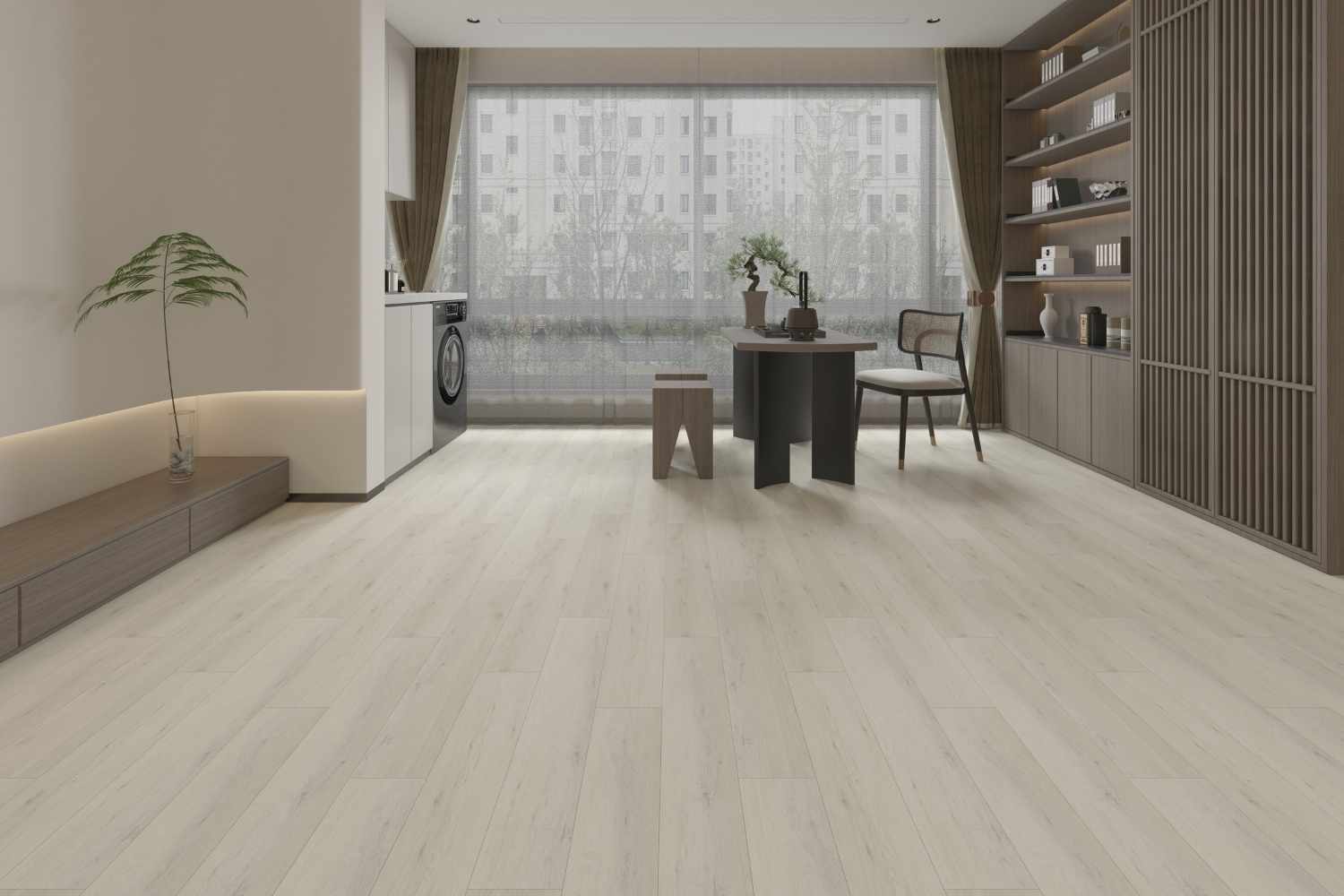 SPC Klick-Vinyl Holzoptik 18,2x122x0,5 cm matt "Sapin White" mit Trittschalldämmung