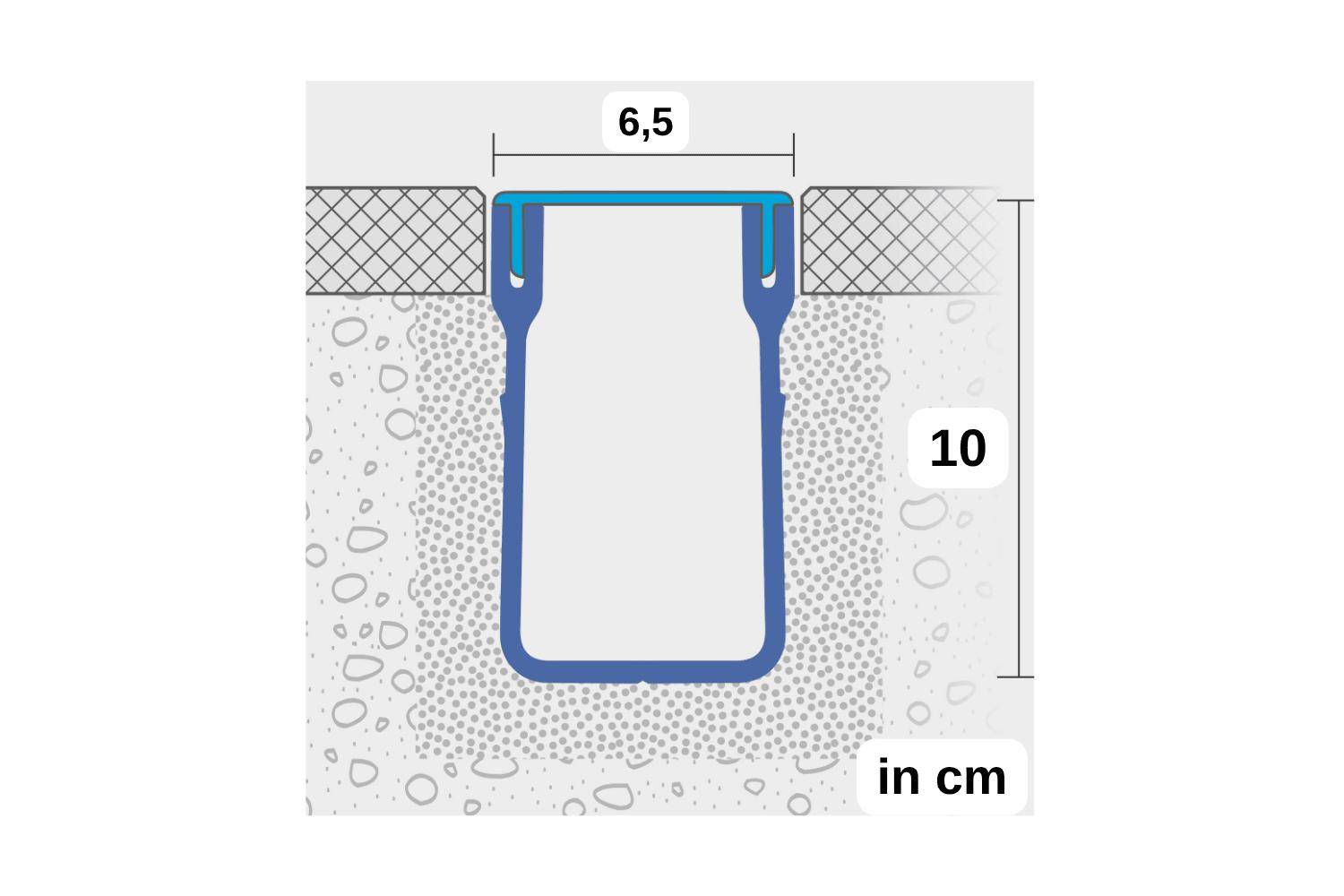 Entwässerungsrinne für Terrassen U-Drain Pro eloxiert schwarz (D), L:200cm x B:6,5cm x H:10 cm