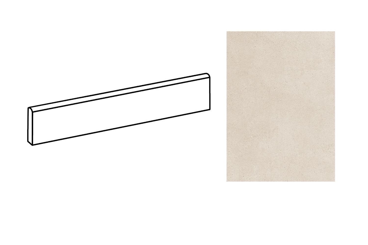Fliesensockel warme Betonoptik creme elfenbein 6x60 cm "Azuma Up Ivory" Imola