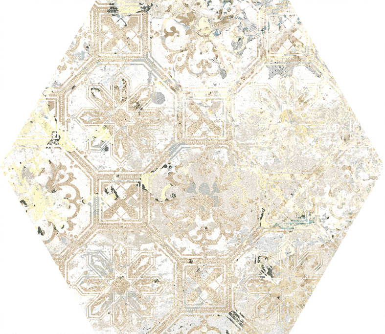 Hexagon-Fliese Vintage Teppichoptik 25x29 cm "Carpet Sand natural" Sechseck beige
