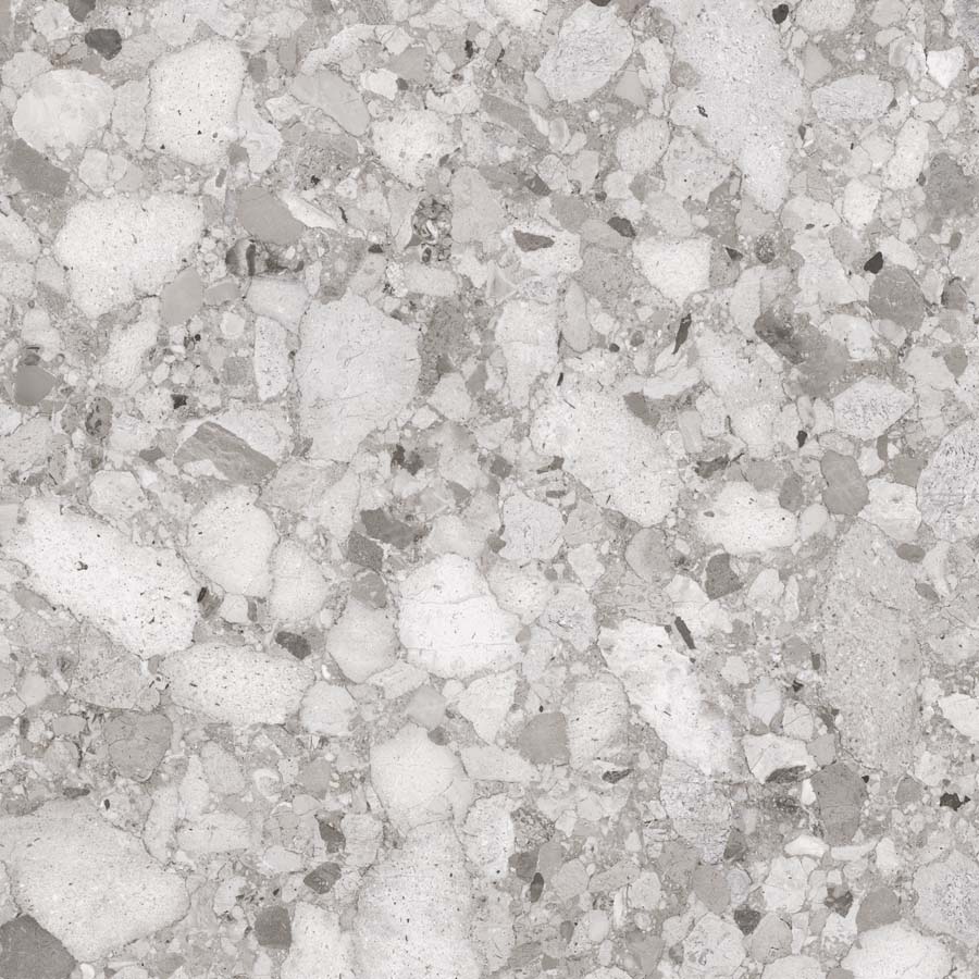 Fliese Terrazzo-Steinoptik grau matt 90x90 cm "Venistone Grey" rektifiziert