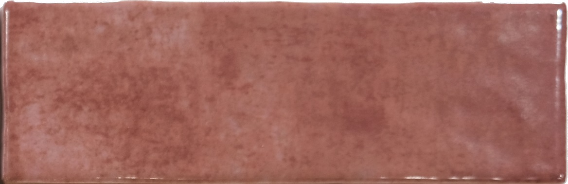 Fliese unregelmäßige Oberfläche 6,5x20 cm "Alfa Look Grana" rot glänzend