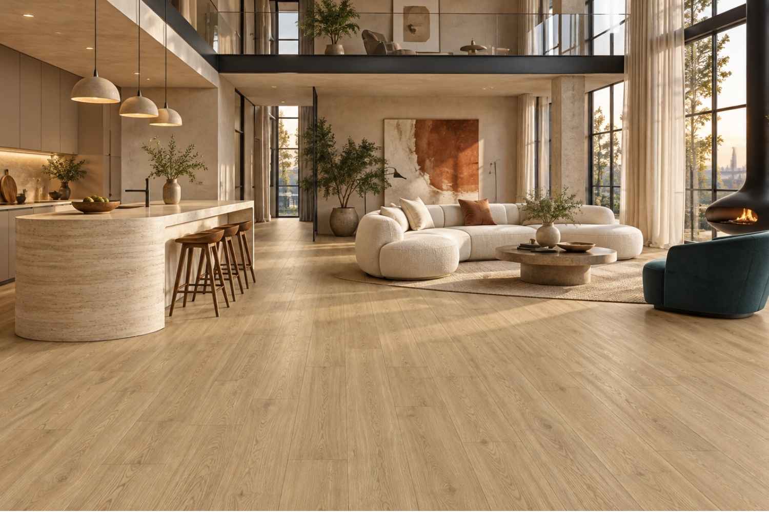 SPC Klick-Vinyl Holzoptik Eiche Beige matt "Timberly Roble Claro" mit Trittschalldämmung