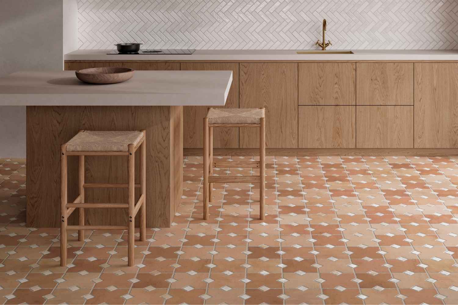 Fliese in Patchwork Steinoptik braun 40x60 cm „Kurios Cotto“ Feinsteinzeug