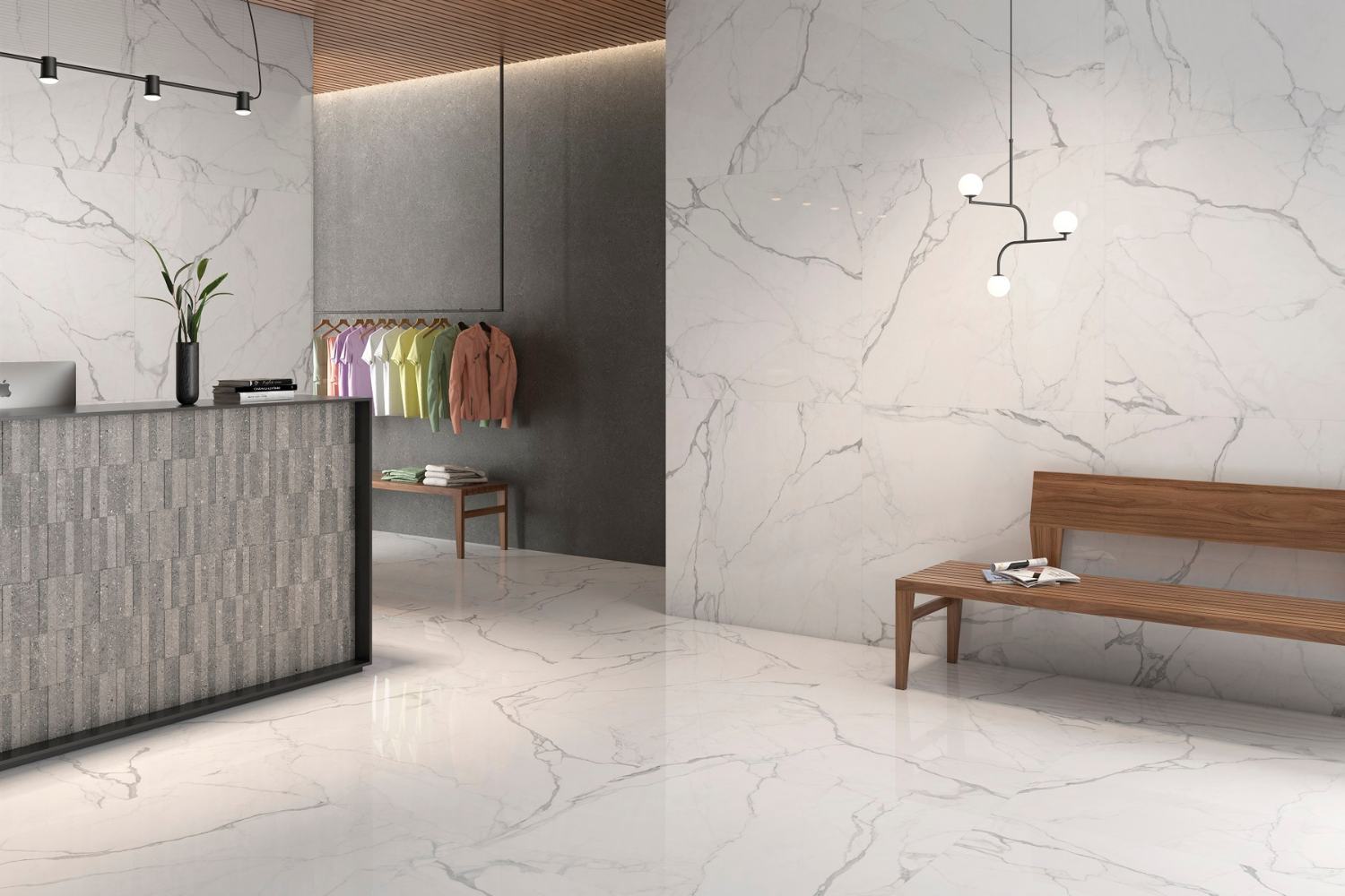 Fliese weiß marmoriert Calacatta-Marmoroptik poliert glänzend 60x120 cm "Artemisa Blanco" rektifiziert Fliese weiß marmoriert Calacatta-Marmoroptik poliert glänzend 60x120 cm "Artemisa Blanco" rektifiziert