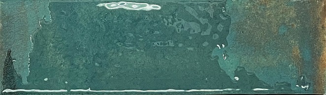 Fliese unregelmäßig Oberfläche 6,4x22,3 cm "Laguna Esmeralda" grün glänzend reaktive Glasur   