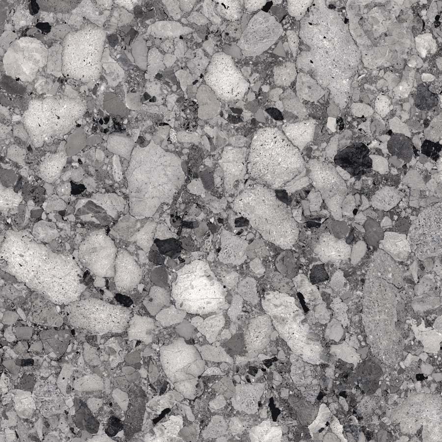 Fliese Terrazzo-Steinoptik dunkelgrau matt 90x90 cm "Venistone Dark" rektifiziert