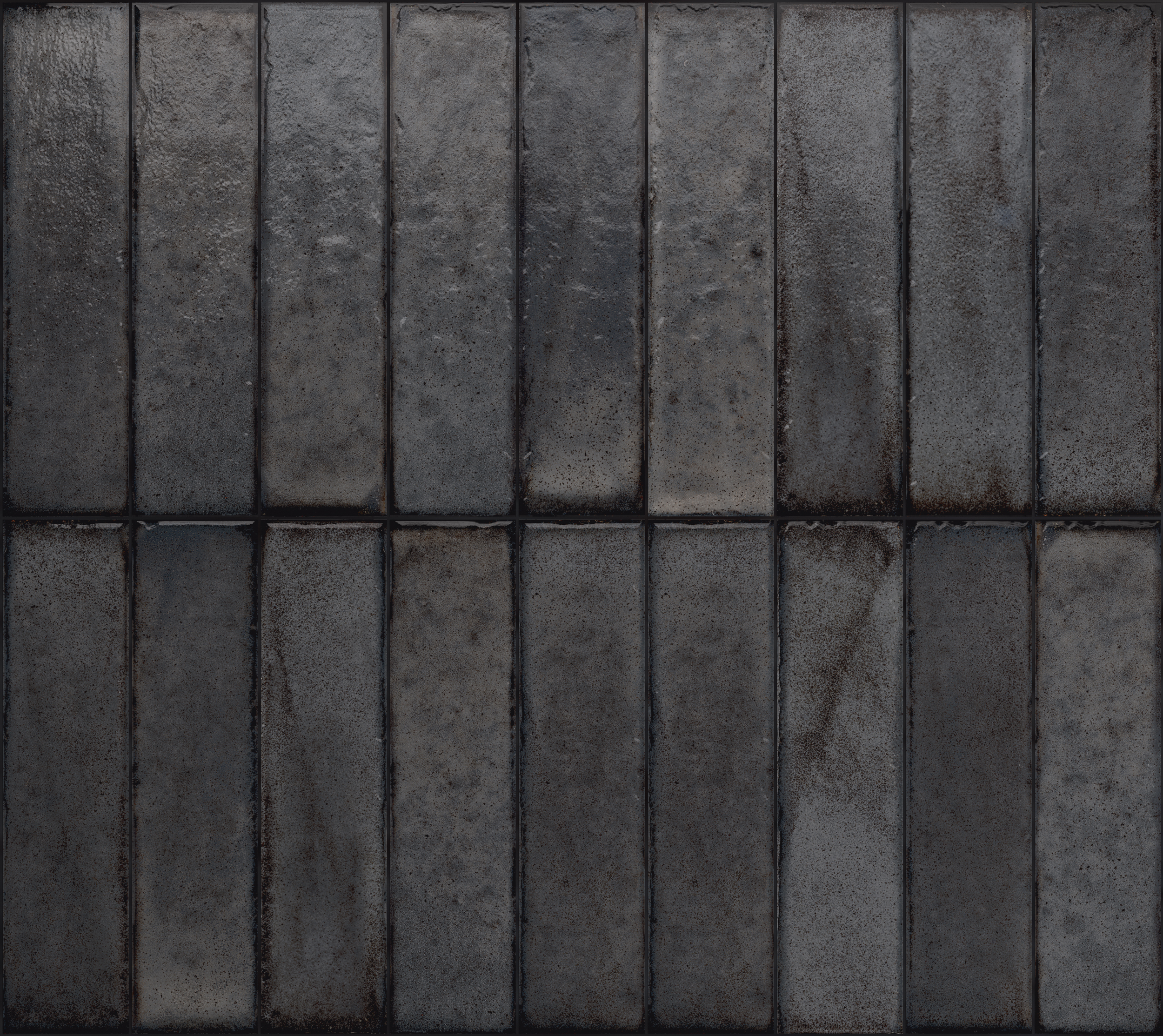 Fliese unregelmäßige Oberfläche 5x20 cm "Tetris Smoke" anthrazit dunkelgrau glänzend 