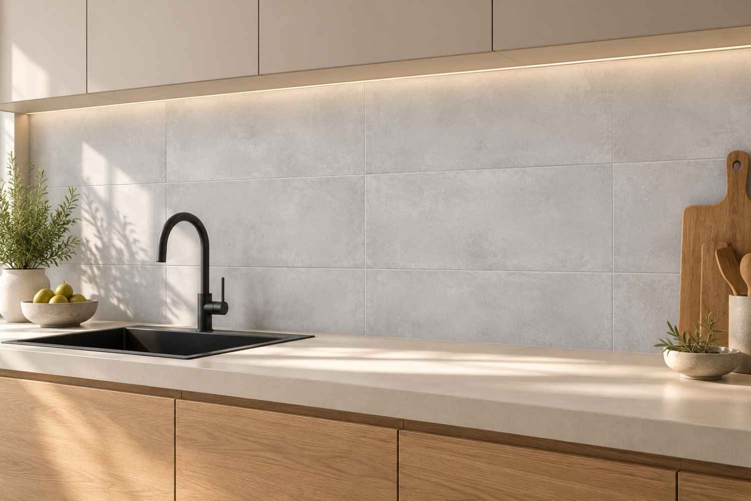 Wandfliese Betonoptik Grau 30x90cm matt "Madox Gris" rektifiziert