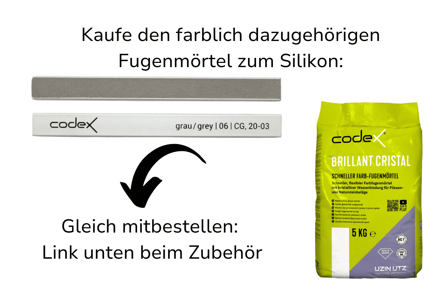 Silikon für Fugen "Codex SG 10" grau | Silikonfugen für Fliesen in Bad & Küche 0,31 L