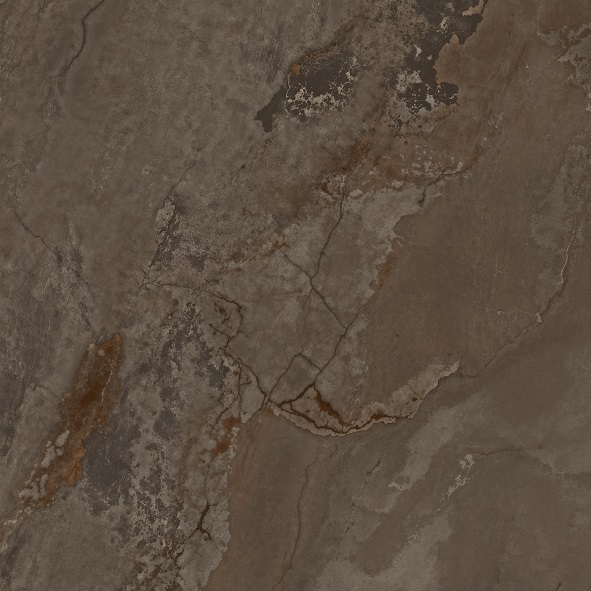 Fliese Metalloptik braun glänzend 120x120cm "Planet Oxid" Feinsteinzeug rektifiziert