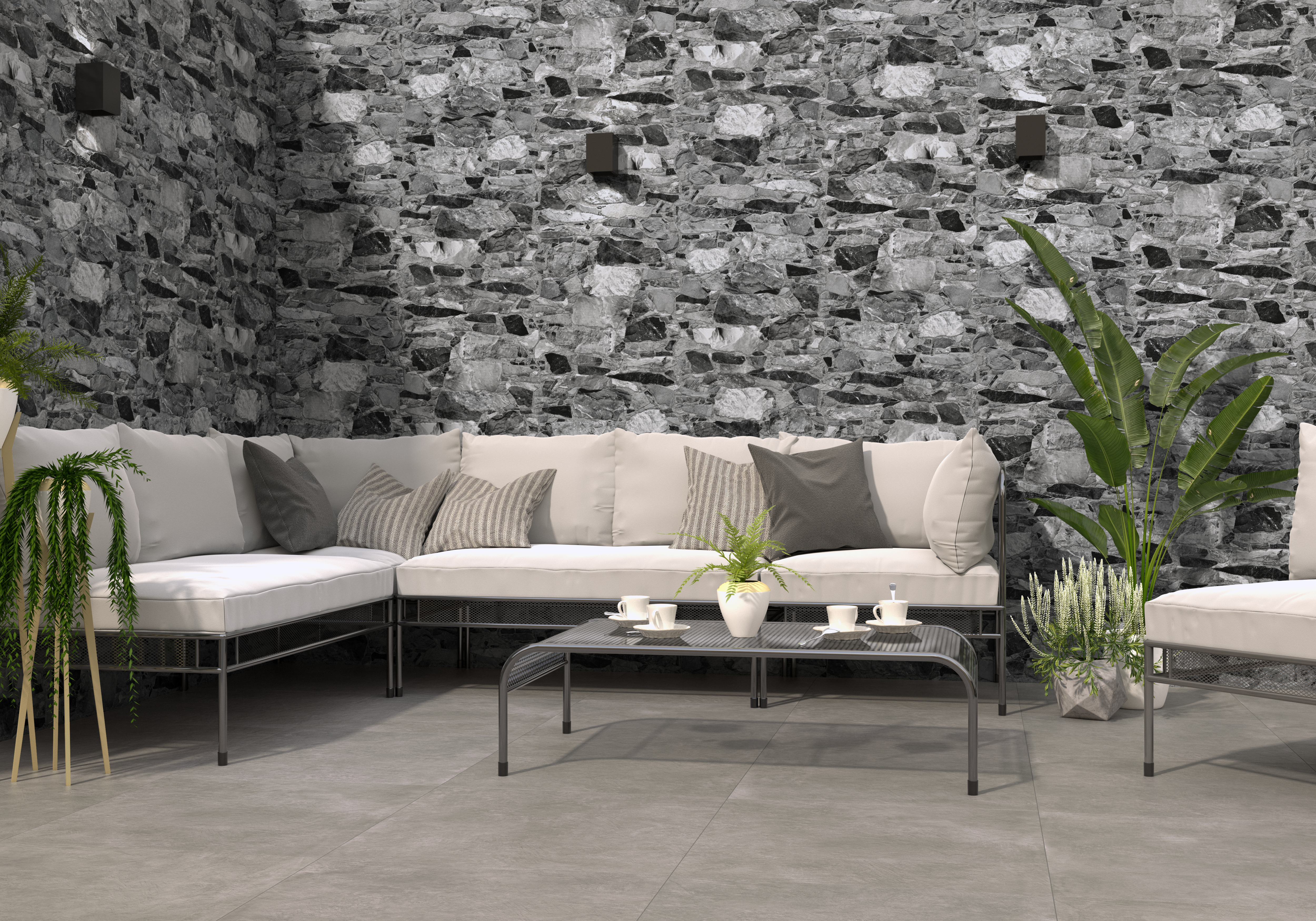 Verblender-Fliese Rambla Basalto Bruchstein-Optik grau 40x60 cm Wandverkleidung Wandfliese Steinoptik Ambiente