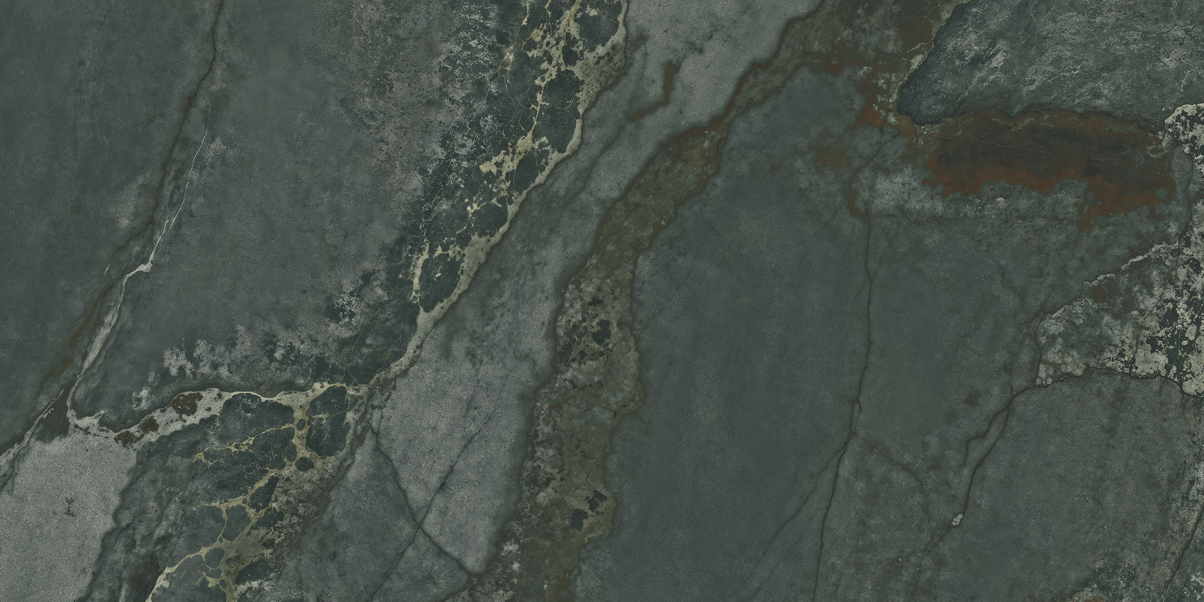 Fliese Metalloptik grün glänzend 60x120cm "Planet Green" Feinsteinzeug rektifiziert