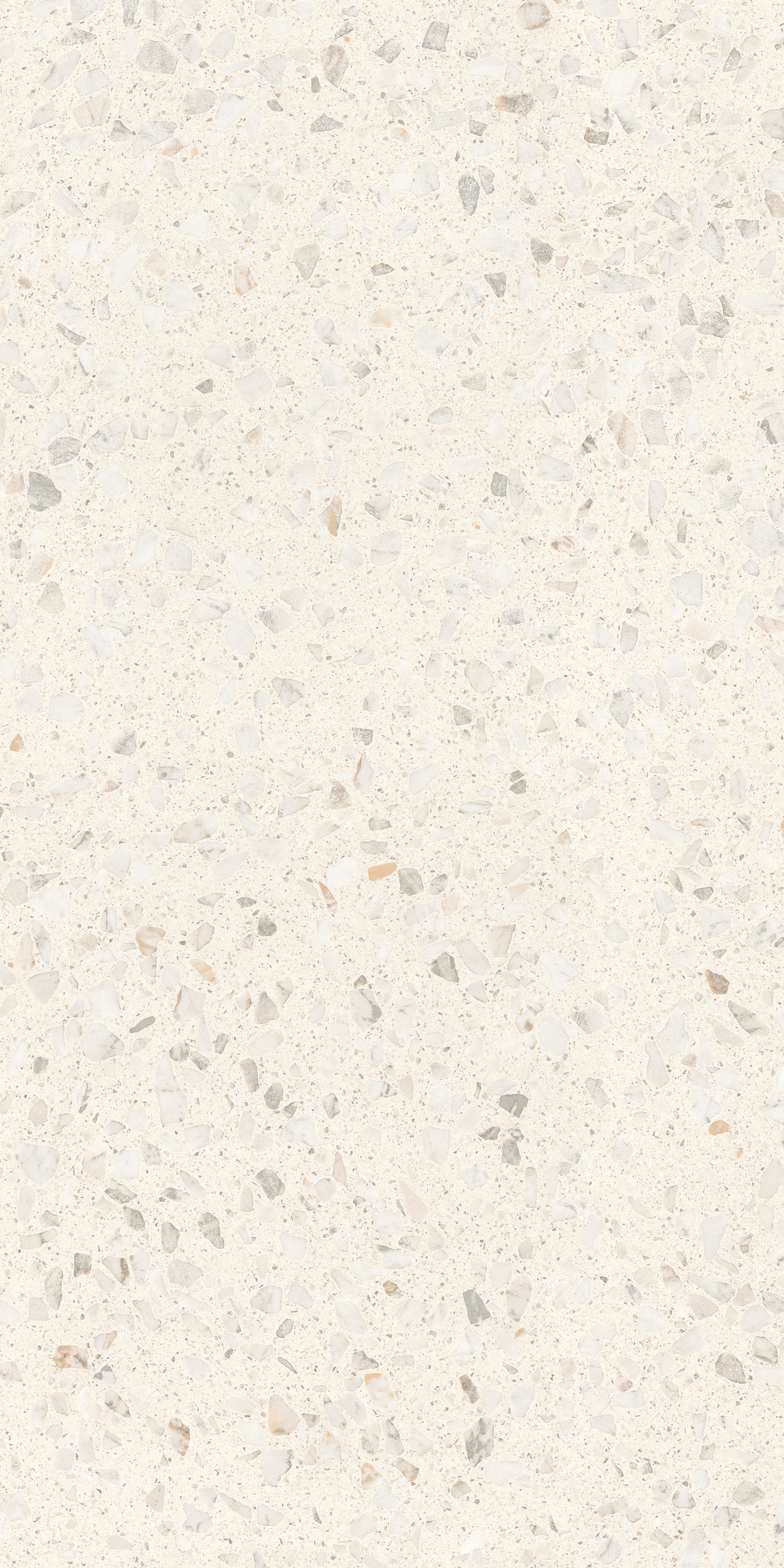 Freisteller der Sant Agostino Glow Ivory im Format 60x120 cm mit heller elfenbeinfarbener Terrazzo-Optik und feinen Gesteinseinschlüssen