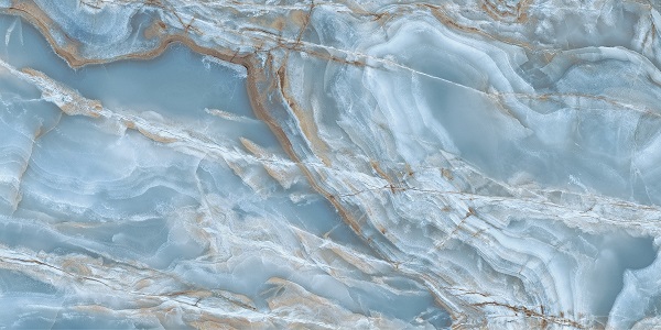 Fliese Achat-Marmoroptik blau "Onice Iride Cobalto" glänzend