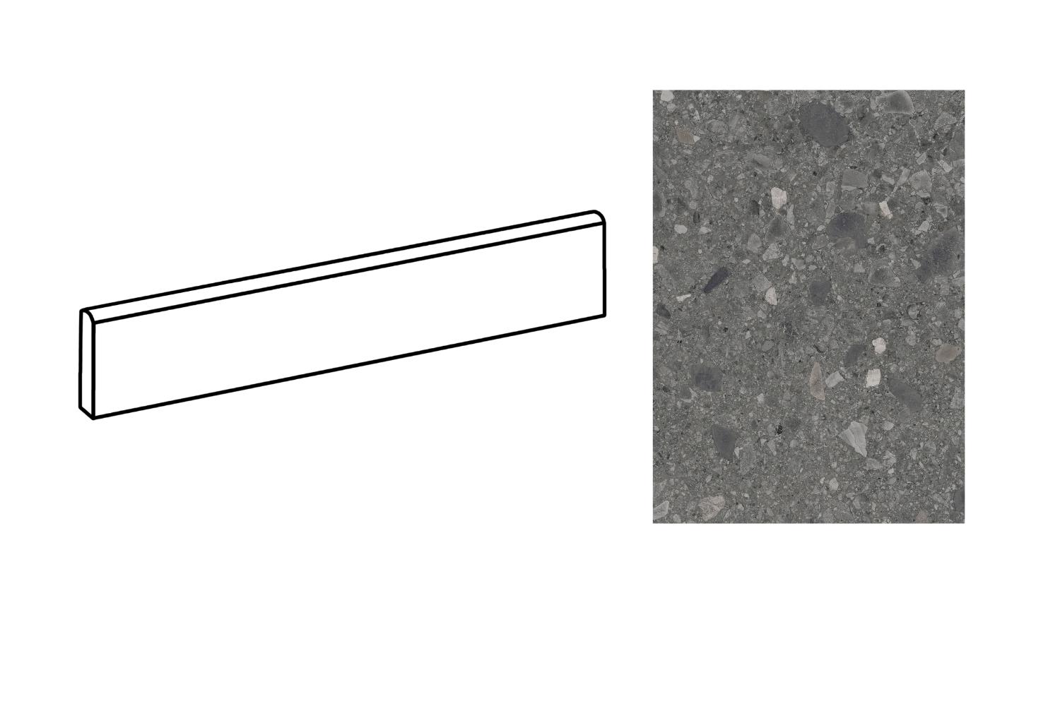 Fliesensockel Terrazzo-Optik 7x60 cm "Orobica Antracite" anthrazit