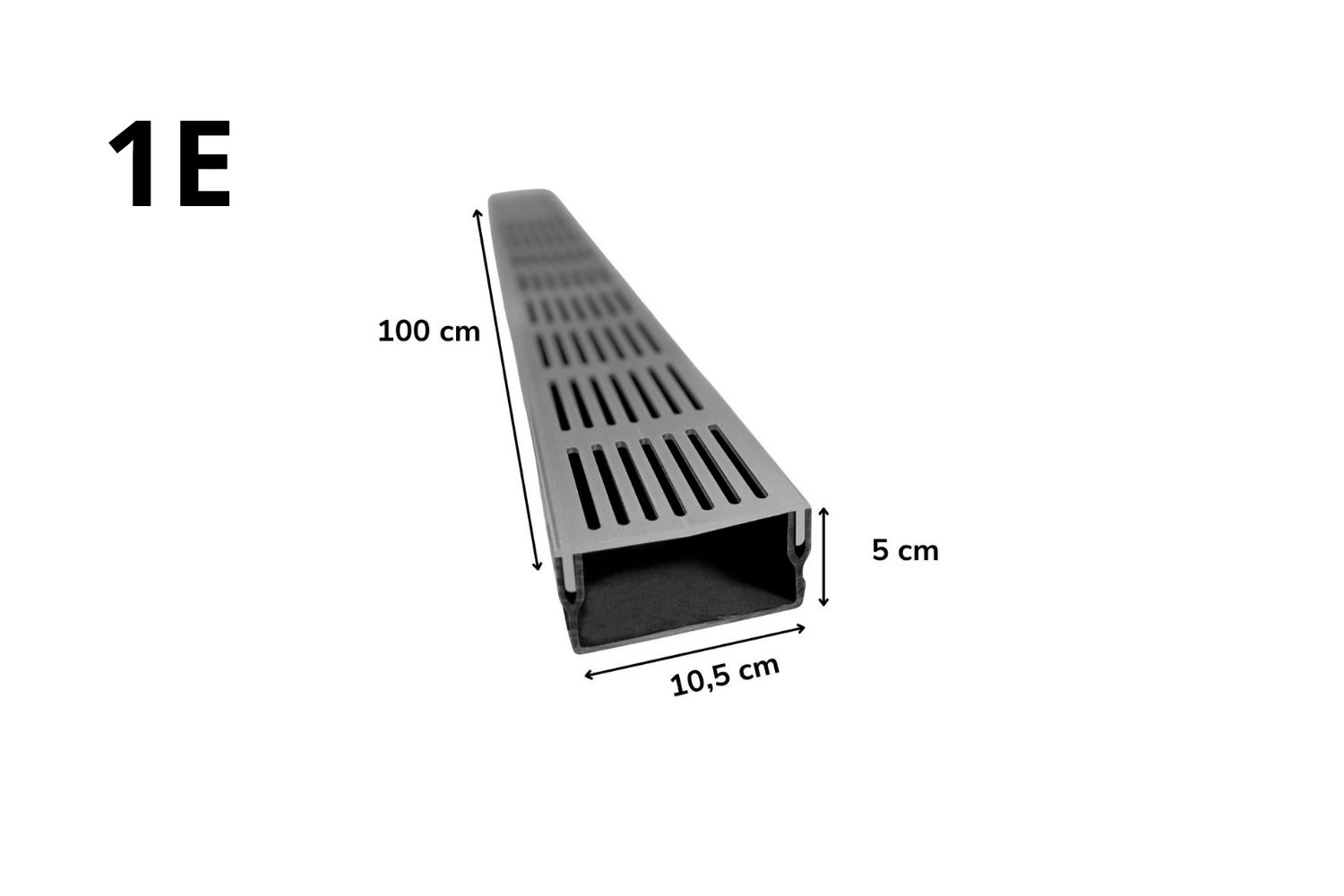 Entwässerungsrinne für Terrassen U-Drain Pro eloxiert silber (E), L: 100 cm, B: 10 cm, H: 5 cm