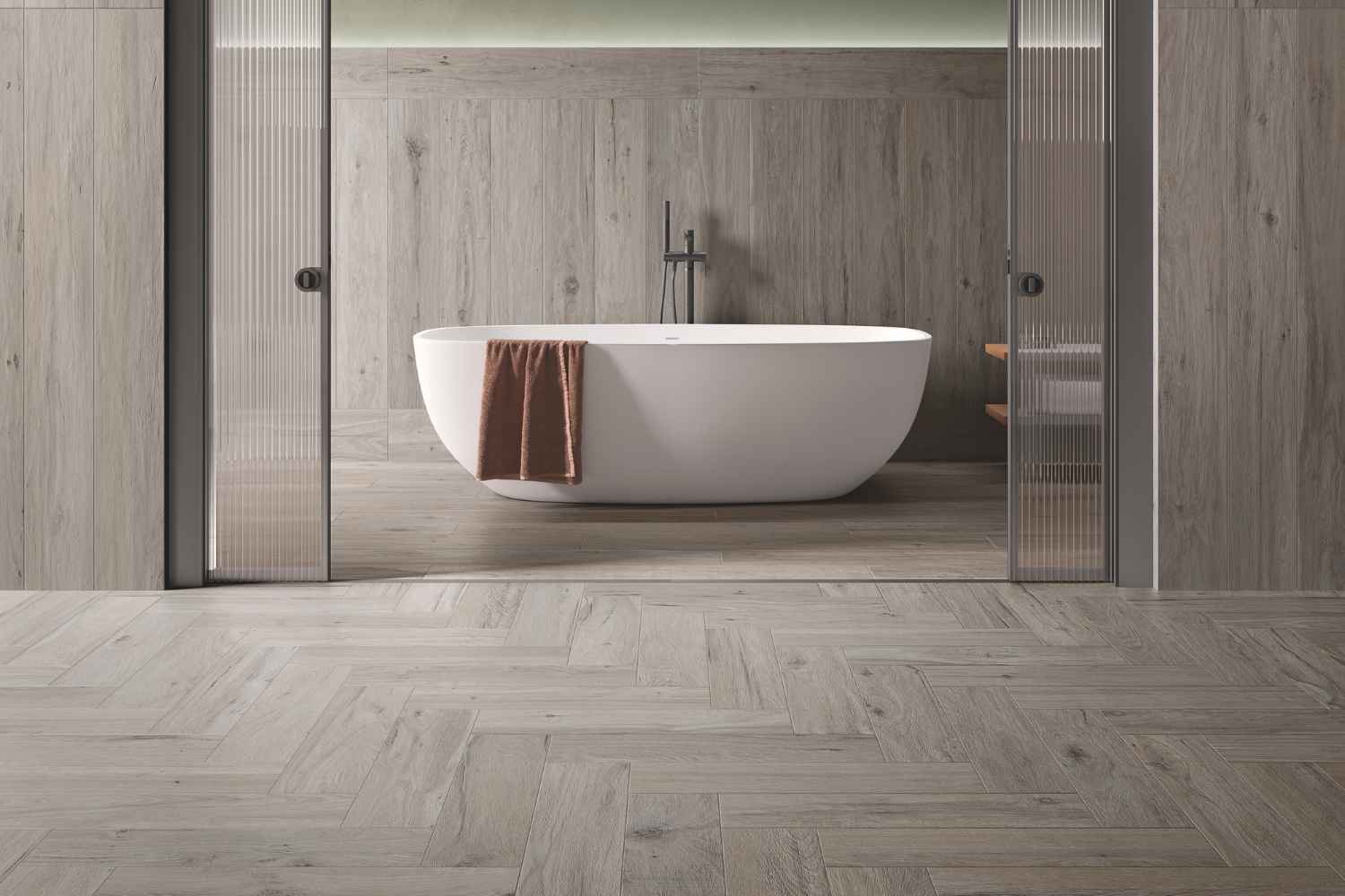 Fliese Holzoptik helle Eiche 30x120 cm "Briccole Tortora" rektifiziert
