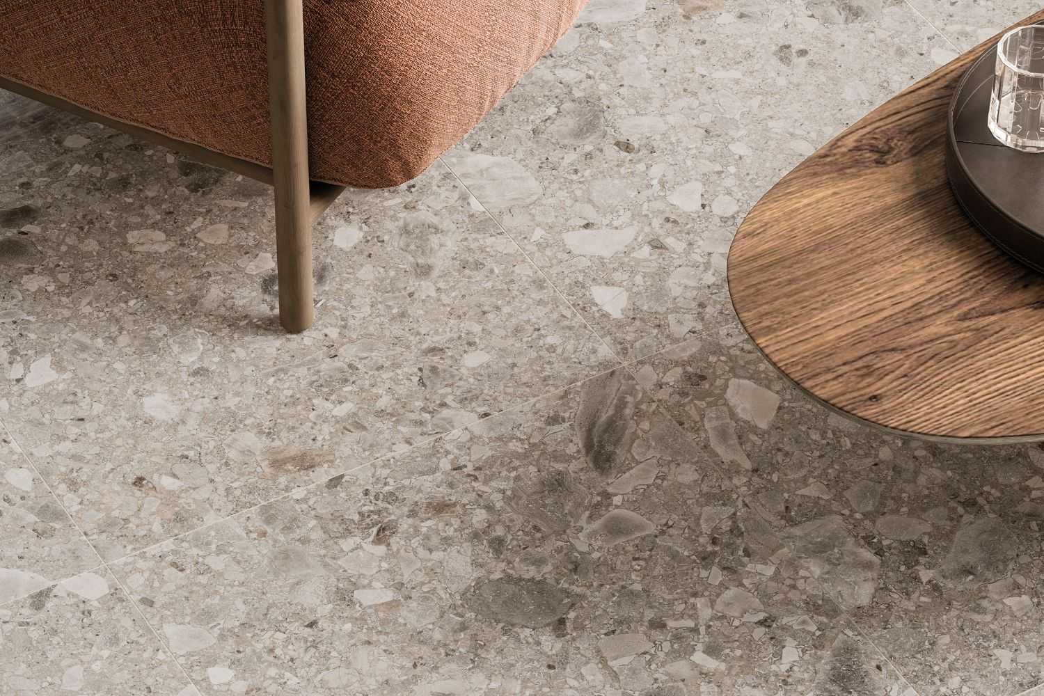 Fliese Terrazzo-Optik beige kalibriert "Orobica beige"