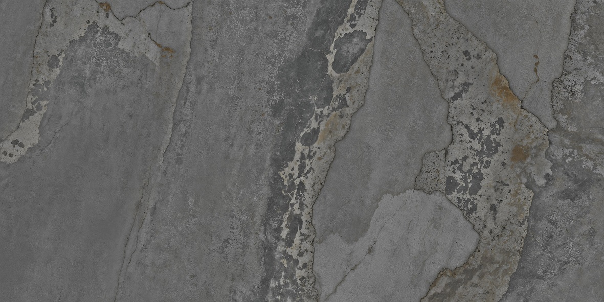 Fliese Metalloptik dunkelgrau glänzend 60x120cm "Planet Dark" Feinsteinzeug rektifiziert