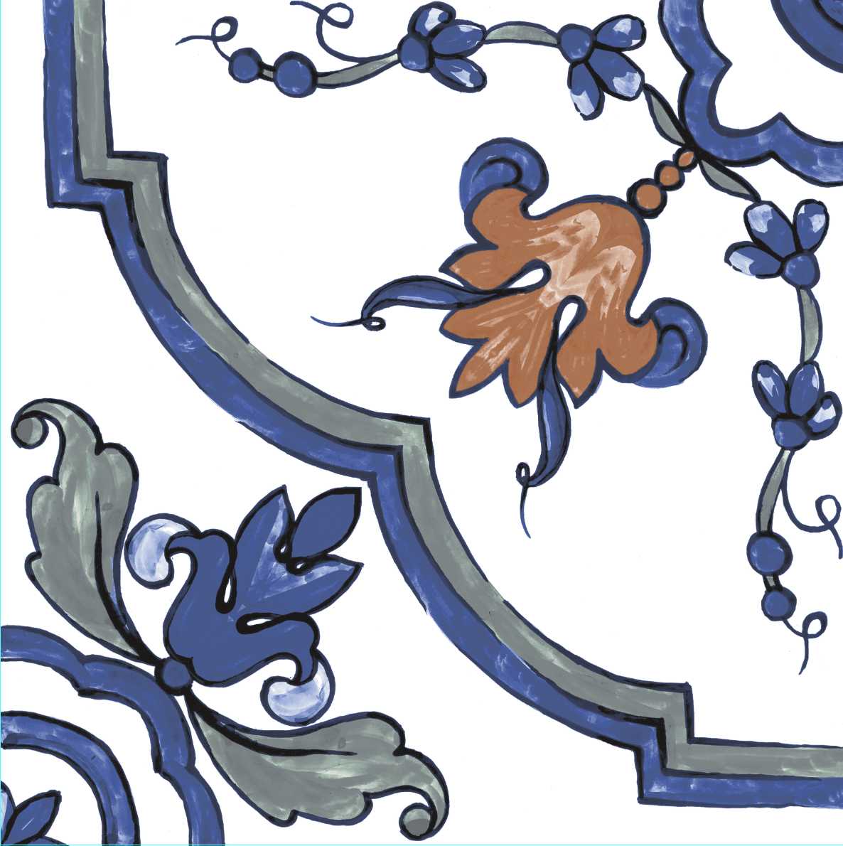 RESTPOSTEN Wandfliese Vintage Dekor 25x25 cm "Galana" | 24 verschiedene Dekore nach Zufall