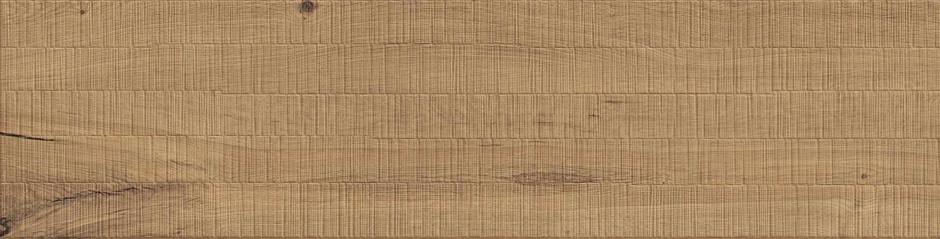 Fliese Holzoptik 3D-Dekor 30x120 cm warme Eiche "Bark Ash Saw Cut"