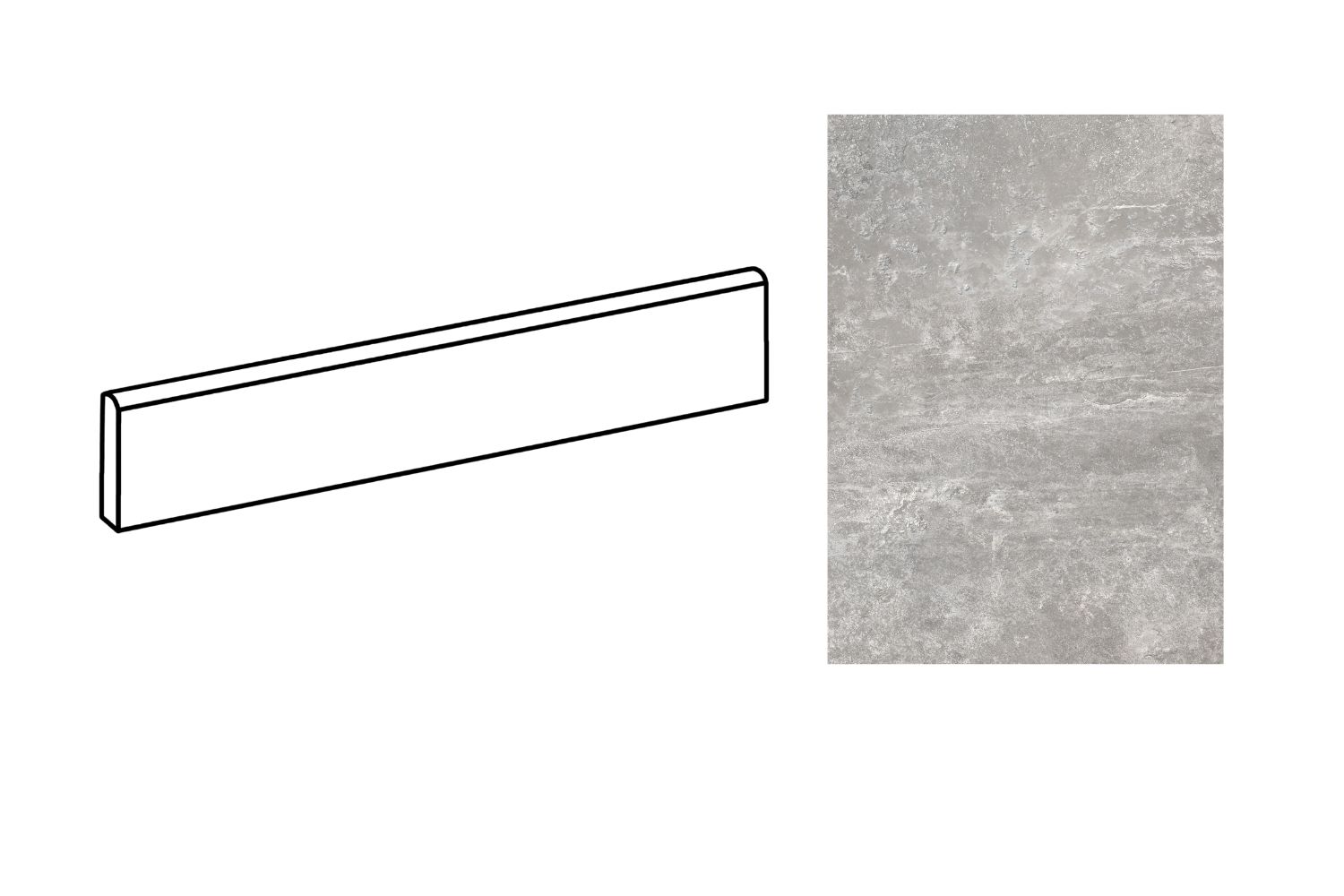 Fliesensockel edle Steinoptik 7,5x60 cm grau "Ardesie Grey"