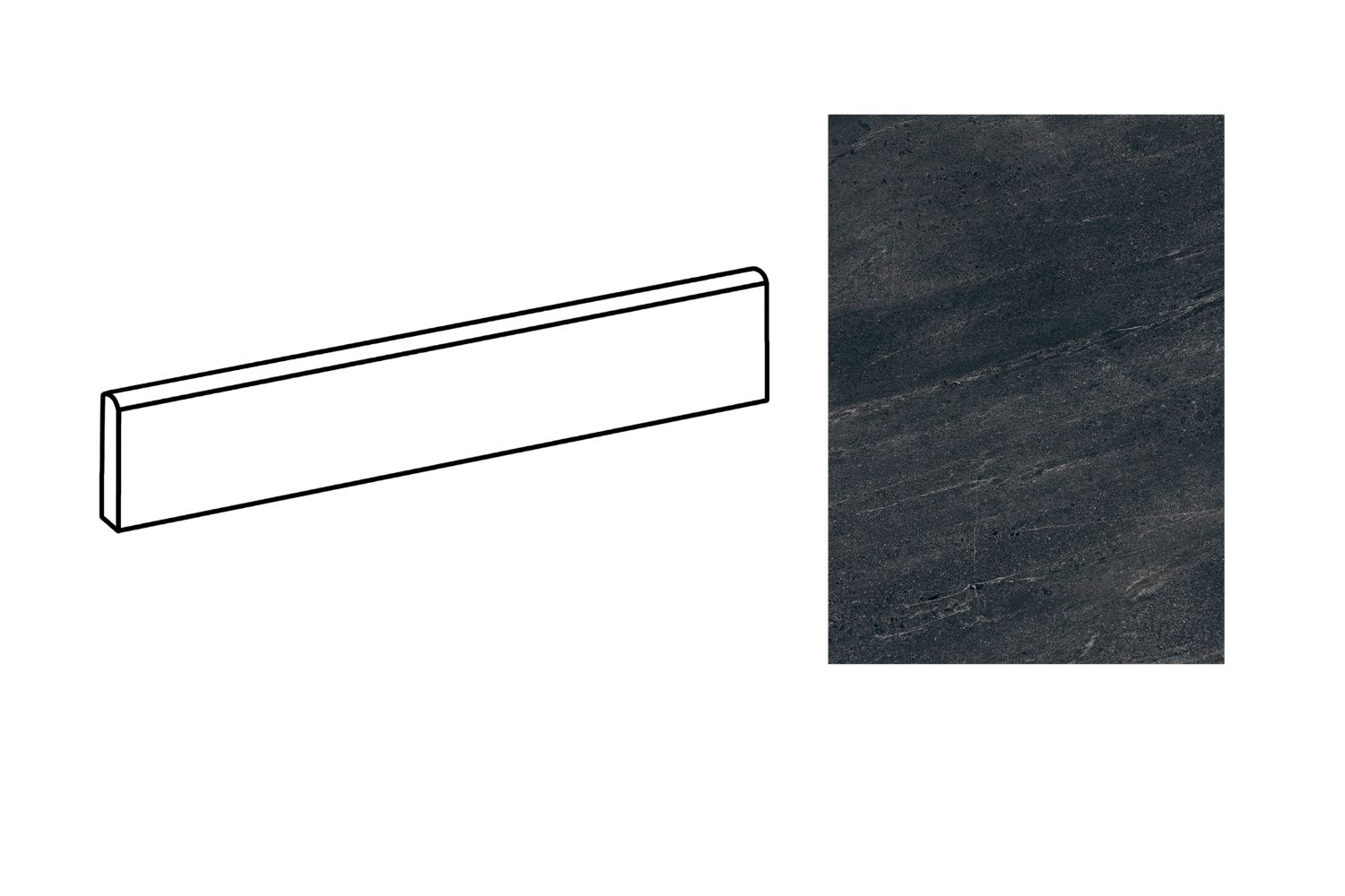 Fliesensockel edle Steinoptik 9x60 cm anthrazit matt "Lavica Mica" Natursteinoptik