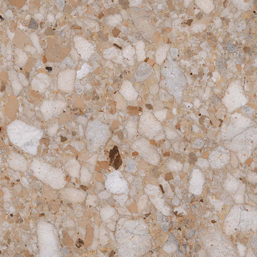 Fliese Terrazzo-Steinoptik beige matt 120x120 cm "Veni Gold" rektifiziert