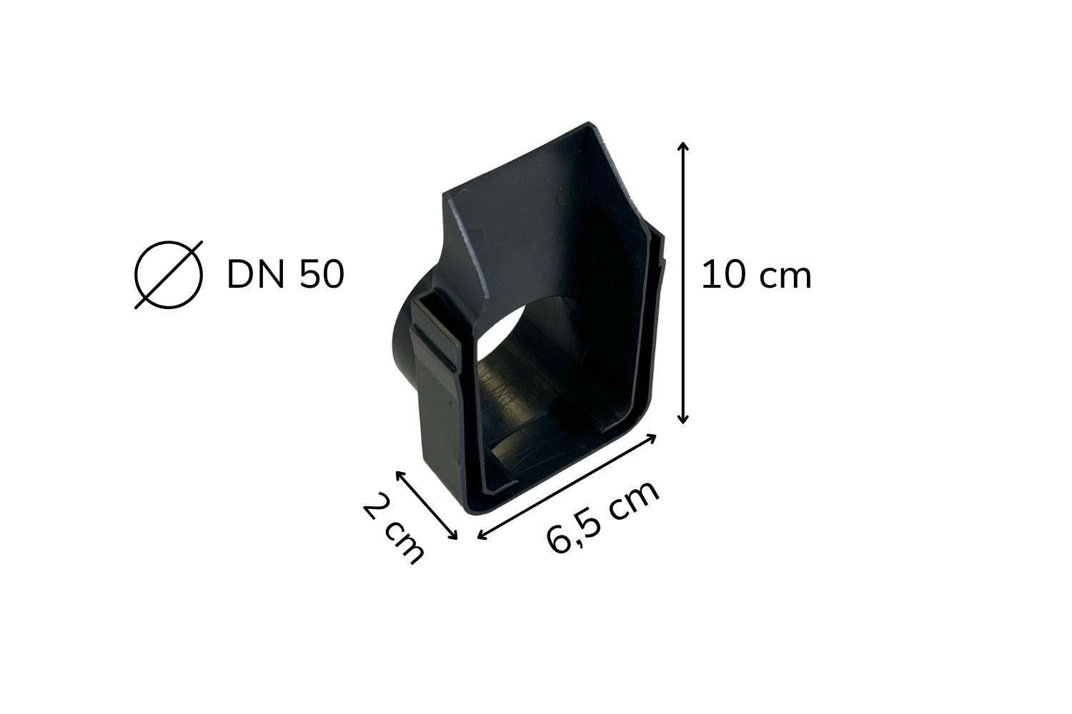 Ablaufkappe horizontal für schmale Schiene des Entwässerungssystems U-Drain pro schwarz