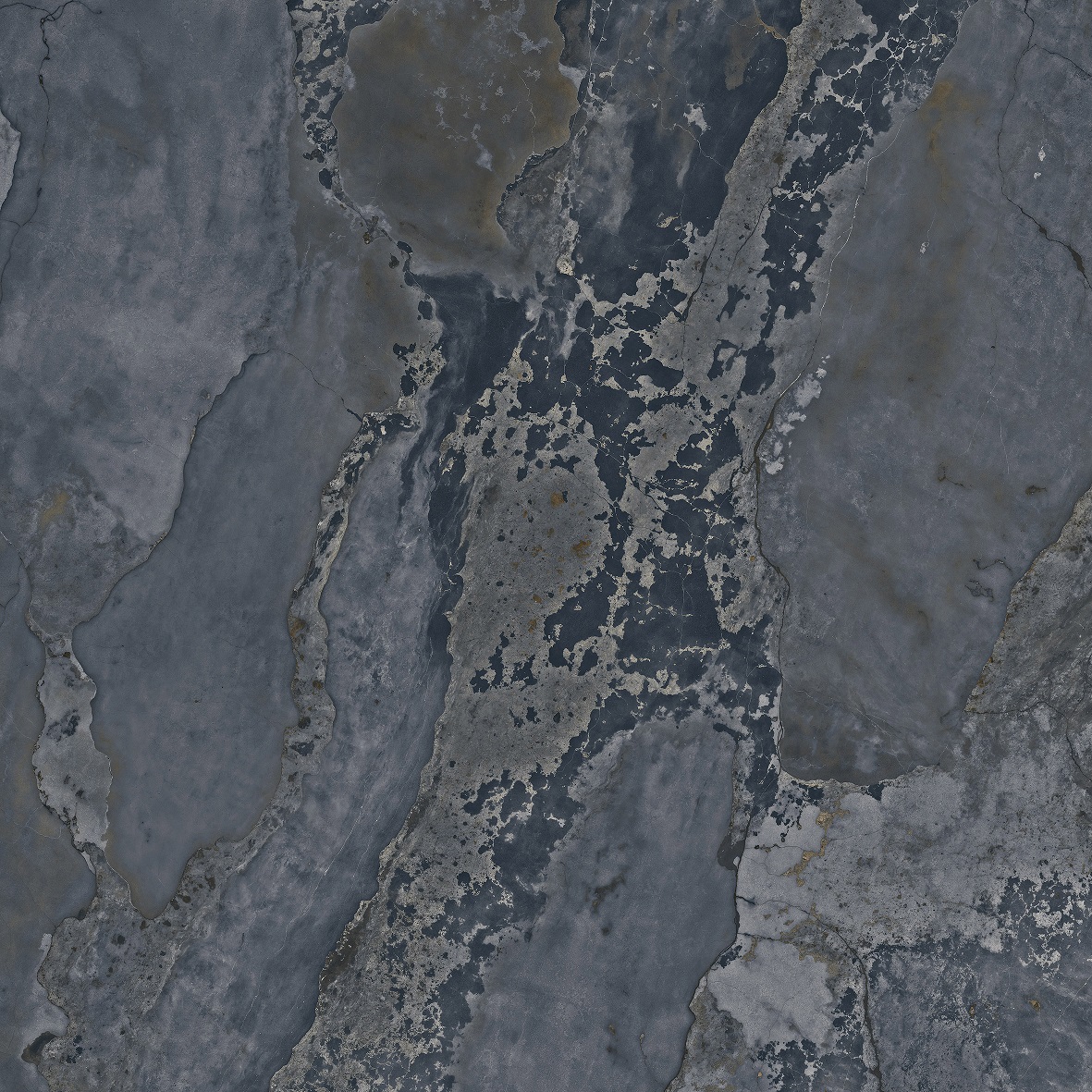 Fliese Metalloptik blau glänzend 120x120cm "Planet Blue" Feinsteinzeug rektifiziert