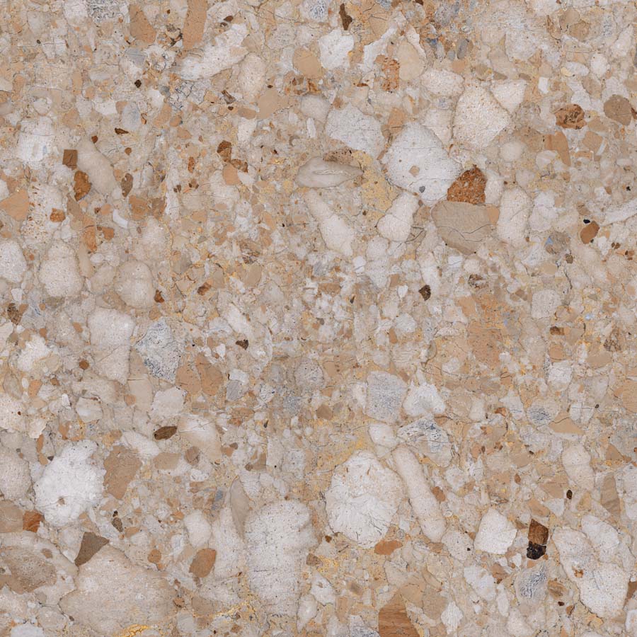 Fliese Terrazzo-Steinoptik beige matt 120x120 cm "Veni Gold" rektifiziert
