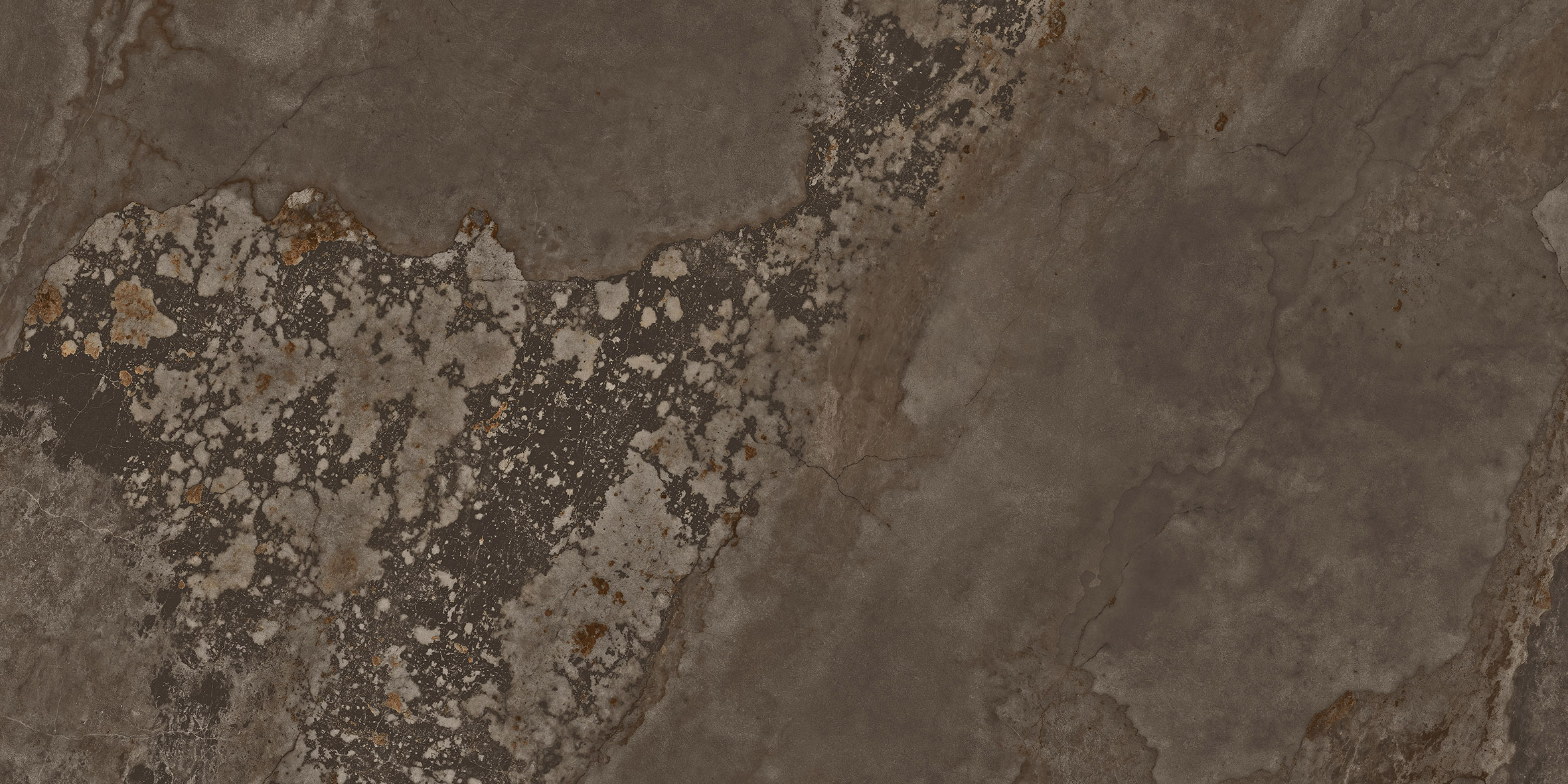 Fliese Metalloptik braun matt 60x120cm "Planet Oxid" Feinsteinzeug rektifiziert - mit fühlbarer 3D-Struktur