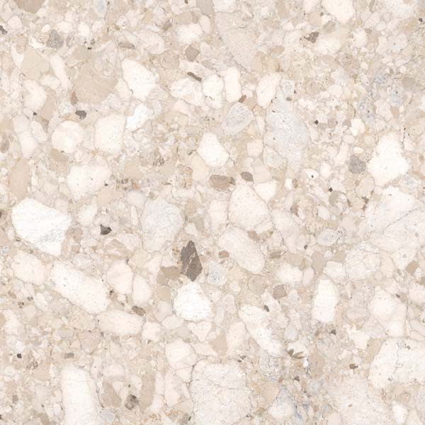 Fliese Terrazzo-Steinoptik beige 120x120 cm "Veni Beige" matt rektifiziert 