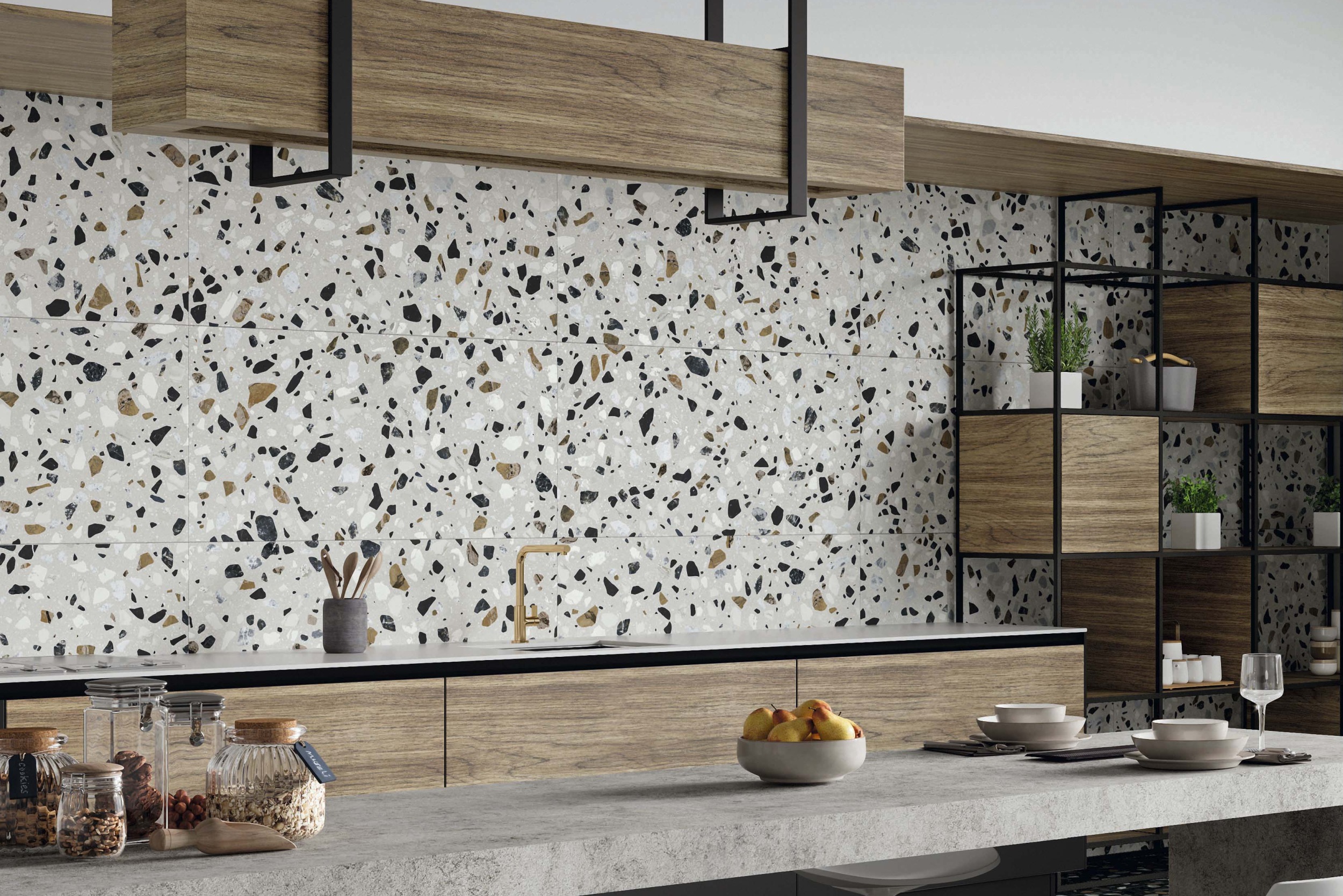 Fliese Terrazzo-Optik Crisp White mehrfarbig weiß Bodenfliese Wandfliese matt Ambiente Fliese Terrazzo-Optik Crisp White mehrfarbig weiß Bodenfliese Wandfliese matt Ambiente