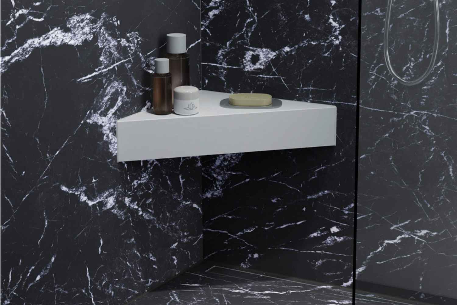 Wedi Sanoasa Top Ecksitz M fugenloser Duschsitz "Pure Weiß" - 60,3x30x10,8 cm  - mit fertiger Oberfläche