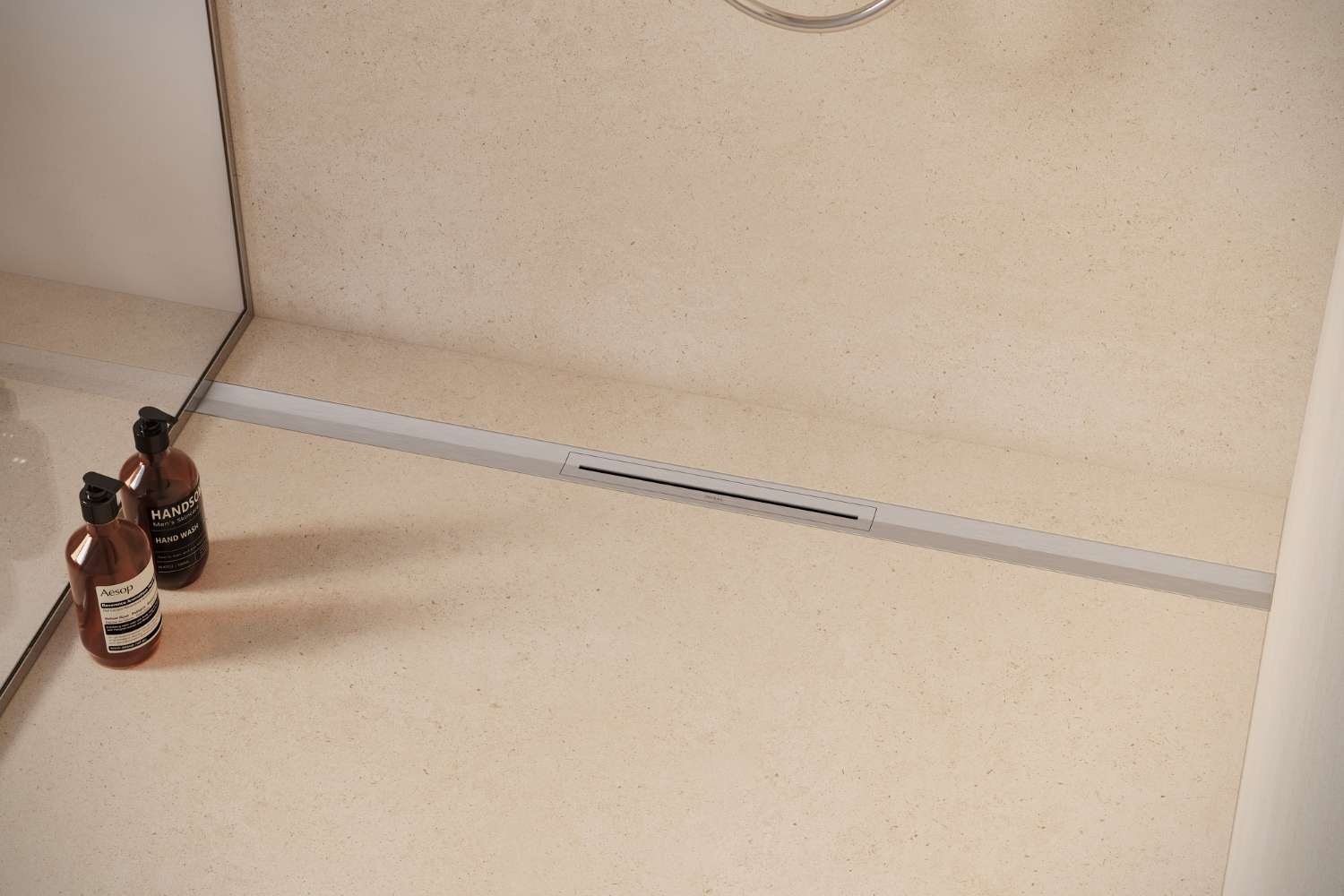 Kürzbare Duschrinne Edelstahl gebürstet natur „V-Shower Flex“ Komplettset Einbauhöhe 7cm | Länge 80cm